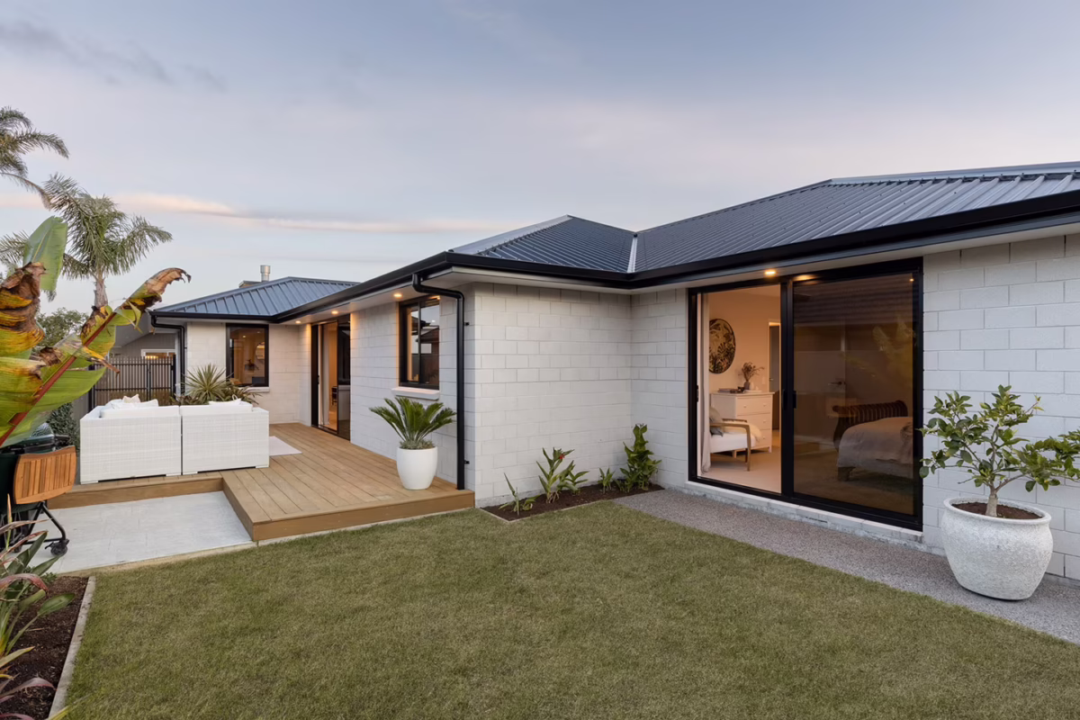 garden of a new home build by first homes tauranga
