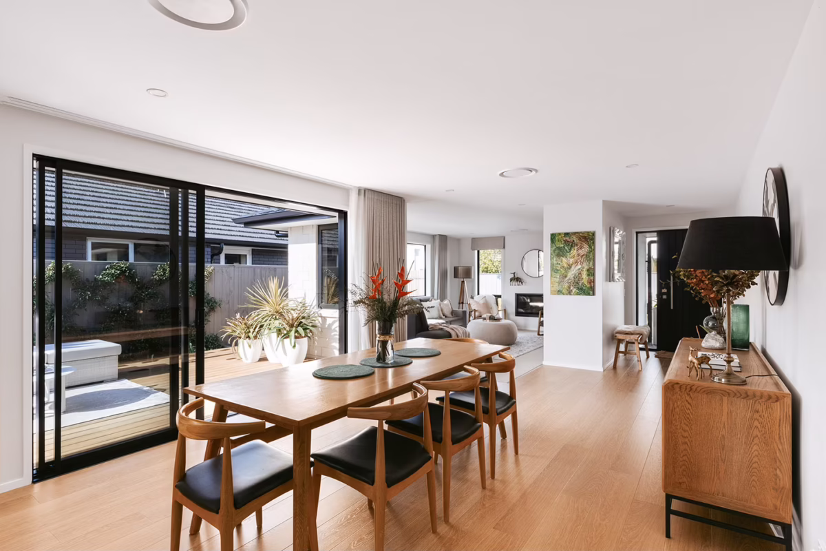dining area in a new home build by first homes tauranga